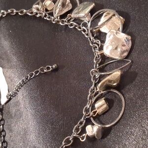 Miro Silver and Black Women's Silver Shell Necklace. 18 -22 In. Long